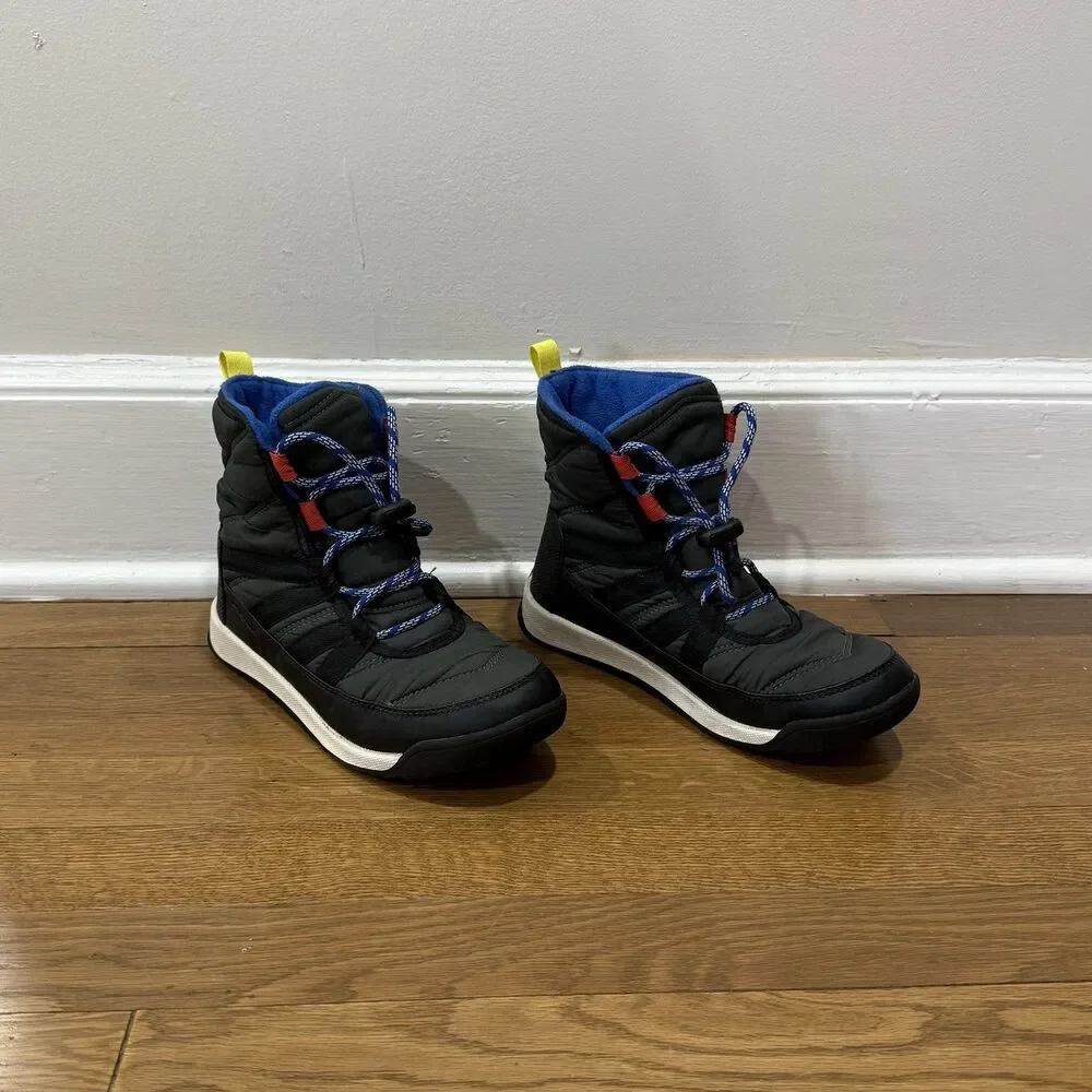Sorel Whitney 2 Short Lace Black Waterproof Unisex Children's Winter Boots Sz 4